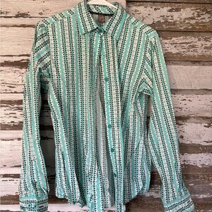 Cruel Girl Teal and Black Button Down Shirt